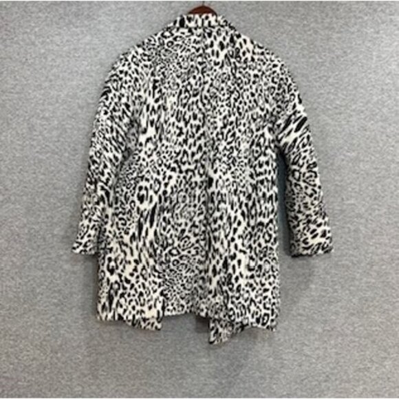 ZARA Womens Coat Jacket Small Leopard Print Black/White Single Buttoned Preppy - Picture 16 of 16